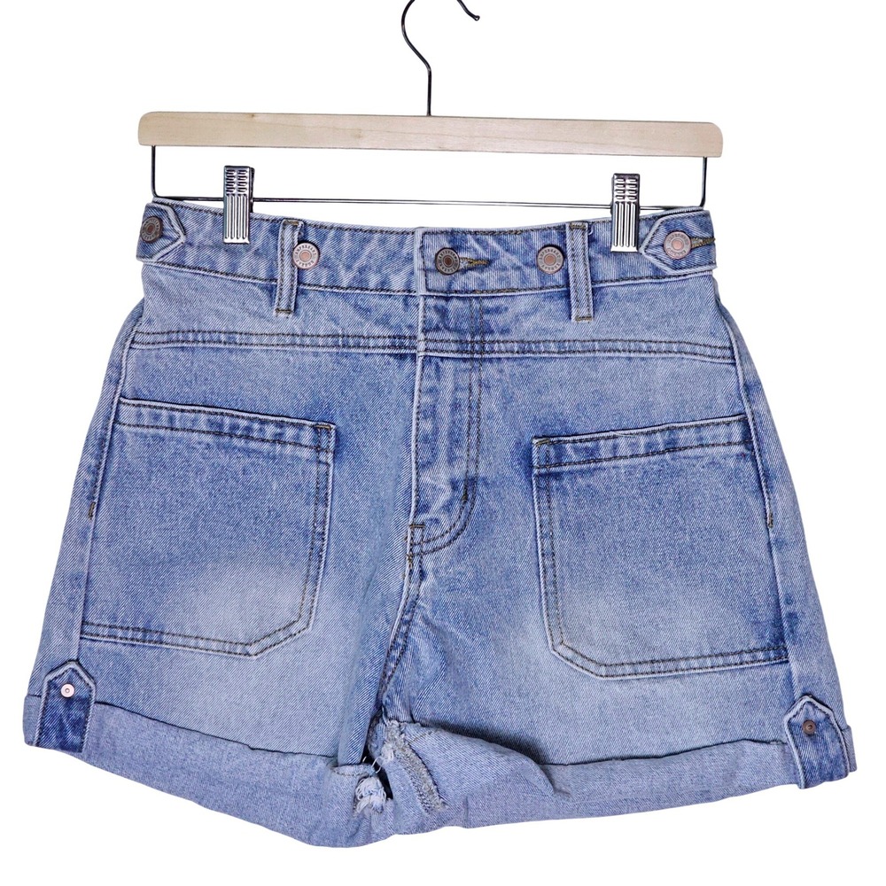 Ampersand Avenue Womens High Waist Cuffed Denim Shorts Blue‎ 28 Festival Relaxed